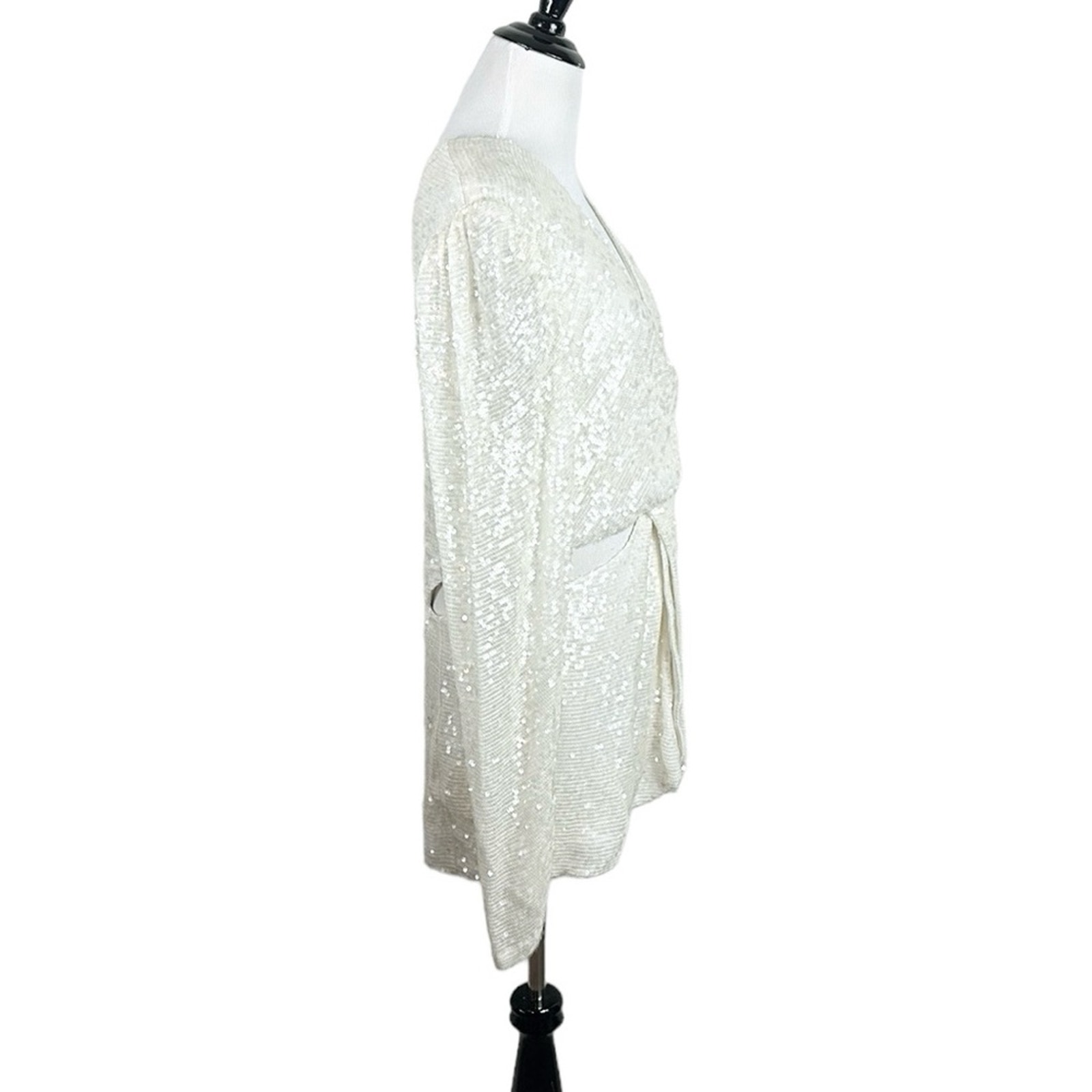 Markarian Rose Ivory Sequin Twist Front Cutout Top Blouse Size 12 Nwt — image 6 of 8